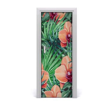 tulup.si Samolepilni tapete na vratih Orchid in palme