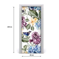 tulup.si Samolepilni tapete na vratih Cvetje in ptice 85x205 cm