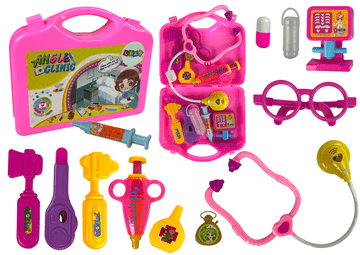 slomart Set Malega Zdravnika LEAN TOYS: Roza Kovček s Stetoskopom