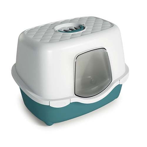 Stefanplast Chic Indoor 56x39x39cm Pokrit mačji pesek s filtrom, belo/temno zelen