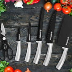 Northix Set nožev z vrtljivim stojalom, 8 delov - srebrna 