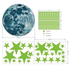 Severno Fluorescentne nalepke - luna in zvezde 437 kosov.