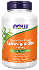 NOW Foods Izvleček ašvagande, 450 mg, 180 vegetarijanskih kapsul