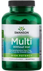 Swanson Multi without Iron (multivitamin brez železa), 120 kapsul