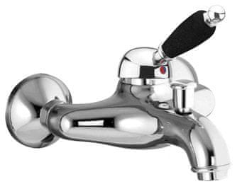 SAPHO KIRKÉ ČRNA Stenska Retro Kopalniška Armatura s Črnim Ročajem - Kromirana