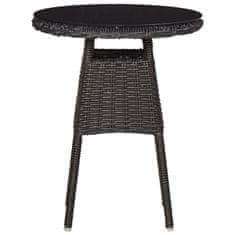 Greatstore Vrtni stoli 2 kosa s čajno mizico poli ratan črne barve