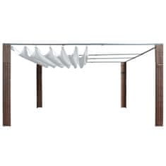 Vidaxl Paviljon s streho poli ratan 400x400x200 cm rjav in krem