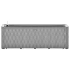 Vidaxl Visoka greda z zalivalnim sistemom siva 100x43x33 cm
