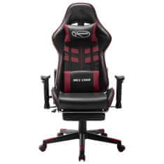 Vidaxl Gaming stol z oporo za noge črno in vinsko rdeče umetno usnje