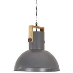 Vidaxl Industrijska viseča svetilka 25 W siva okrogla les 52 cm E27