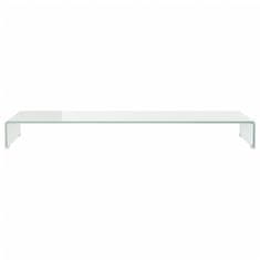 Vidaxl Stojalo za TV/Računalniški Zaslon Belo Steklo 120x30x13 cm