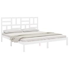 Vidaxl Posteljni okvir bel iz trdnega lesa 180x200 cm 6FT