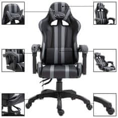 Vidaxl Gaming stol sivo umetno usnje