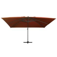 Vidaxl Vrtni senčnik z LED lučkami terakota 400x300 cm