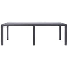 Vidaxl Vrtna miza iz plastike 220x90x72 cm izgled ratana rjava