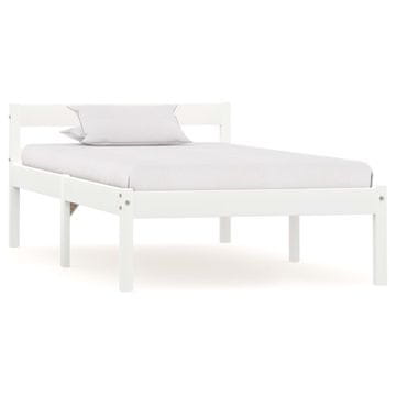 Vidaxl Posteljni okvir bel iz trdne borovine 90x200 cm