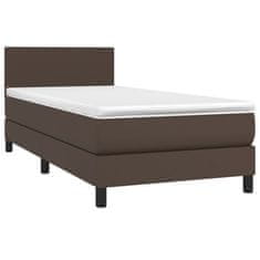 Vidaxl Box spring postelja z vzmetnico rjava 90x200 cm umetno usnje