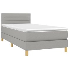 Vidaxl Box spring postelja z vzmetnico svetlo siva 90x200 cm blago