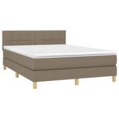 Vidaxl Box spring postelja z vzmetnico taupe 140x190 cm blago