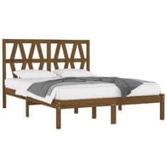 Greatstore Okvir za posteljo, medeno rjava, masivni borov les, 140x190 cm