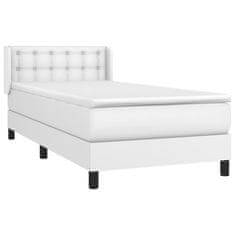 Vidaxl Box spring postelja z vzmetnico bela 90x200 cm umetno usnje