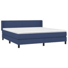 Vidaxl Box spring postelja z vzmetnico modra 160x200 cm blago