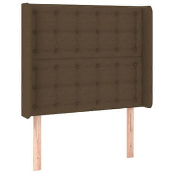 Vidaxl Vzglavje z ušesi temno rjavo 93x16x118/128 cm blago