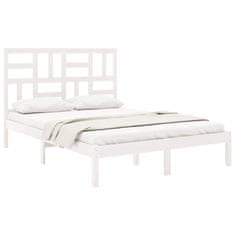 Vidaxl Posteljni okvir bel iz trdnega lesa 160x200 cm