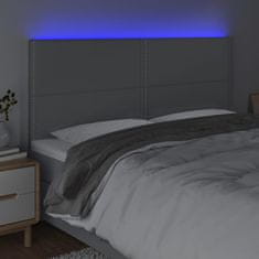 Vidaxl LED posteljno vzglavje svetlo sivo 180x5x118/128 cm blago