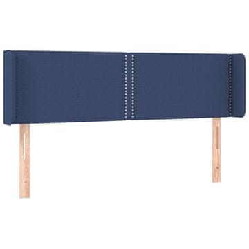 Vidaxl Vzglavje z ušesi modro 147x16x78/88 cm blago