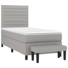 Vidaxl Box spring postelja z vzmetnico svetlo siva 80x200 cm blago