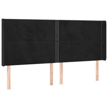Vidaxl Vzglavje z ušesi črno 203x16x118/128 cm žamet