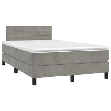 Vidaxl Box spring postelja z vzmetnico svetlo siva 120x190 cm žamet