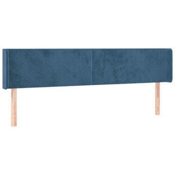 Vidaxl Vzglavje z ušesi temno modro 163x16x78/88 cm žamet