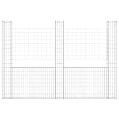 Vidaxl Gabion košara U-oblike s 3 stebri železo 260x20x200 cm