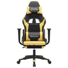 Vidaxl Gaming stol z oporo za noge črno in zlato umetno usnje
