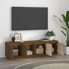 Vidaxl TV omarica medeno rjava 156x37x45 cm trdna borovina