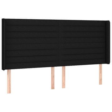 Vidaxl Vzglavje z ušesi črno 163x16x118/128 cm blago