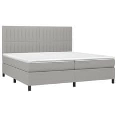 Vidaxl Box spring postelja z vzmetnico LED sv. siva 200x200 cm blago