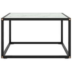 Vidaxl Čajna mizica črna z belim marmornim steklom 60x60x35 cm