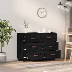 Vidaxl Komoda črna 100x40x75 cm trdna borovina