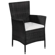 shumee Zunanji stol in stolček z blazinami poli ratan črne barve