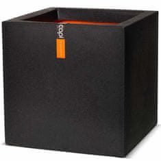 Vidaxl Cvetlični lonec Urban Smooth kvadraten 40x40x40 cm črn