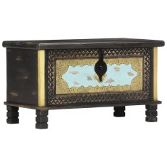 Vidaxl Skrinja za shranjevanje črna 80x40x45 cm trden mangov les