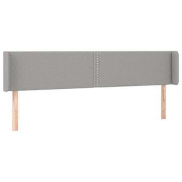 Vidaxl Vzglavje z ušesi svetlo sivo 183x16x78/88 cm blago