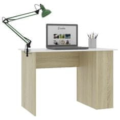 Vidaxl Pisalna miza bela in sonoma hrast 110x60x73 cm iverna plošča