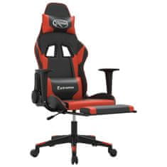 Greatstore Gaming stol z oporo za noge črno in rdeče umetno usnje