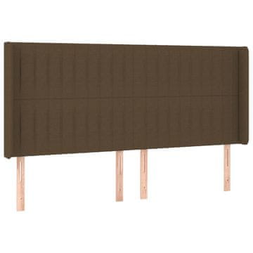 Vidaxl Vzglavje z ušesi temno rjavo 163x16x118/128 cm blago