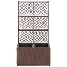 Vidaxl Visoka greda z oporno mrežo in 2 loncema 58x30x107 cm rjava