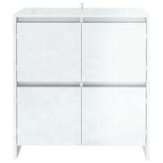 Vidaxl Komoda 2 kosa visok sijaj bela 70x41x75 cm iverna plošča